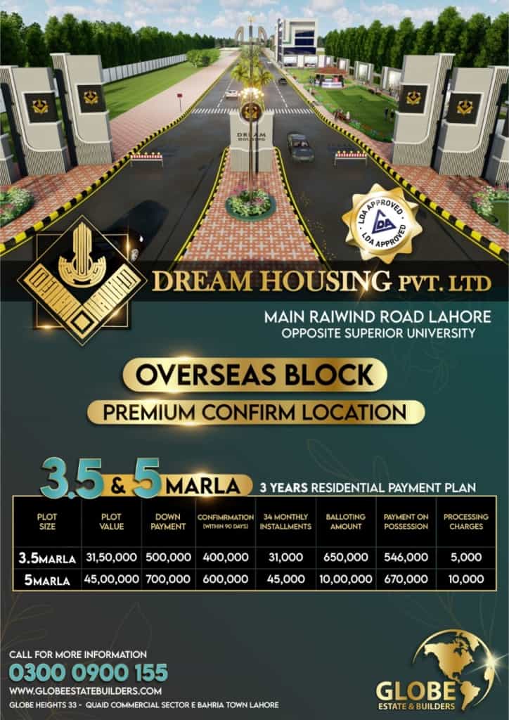 Overseas Block Dream Housing Society Payment Plan Details